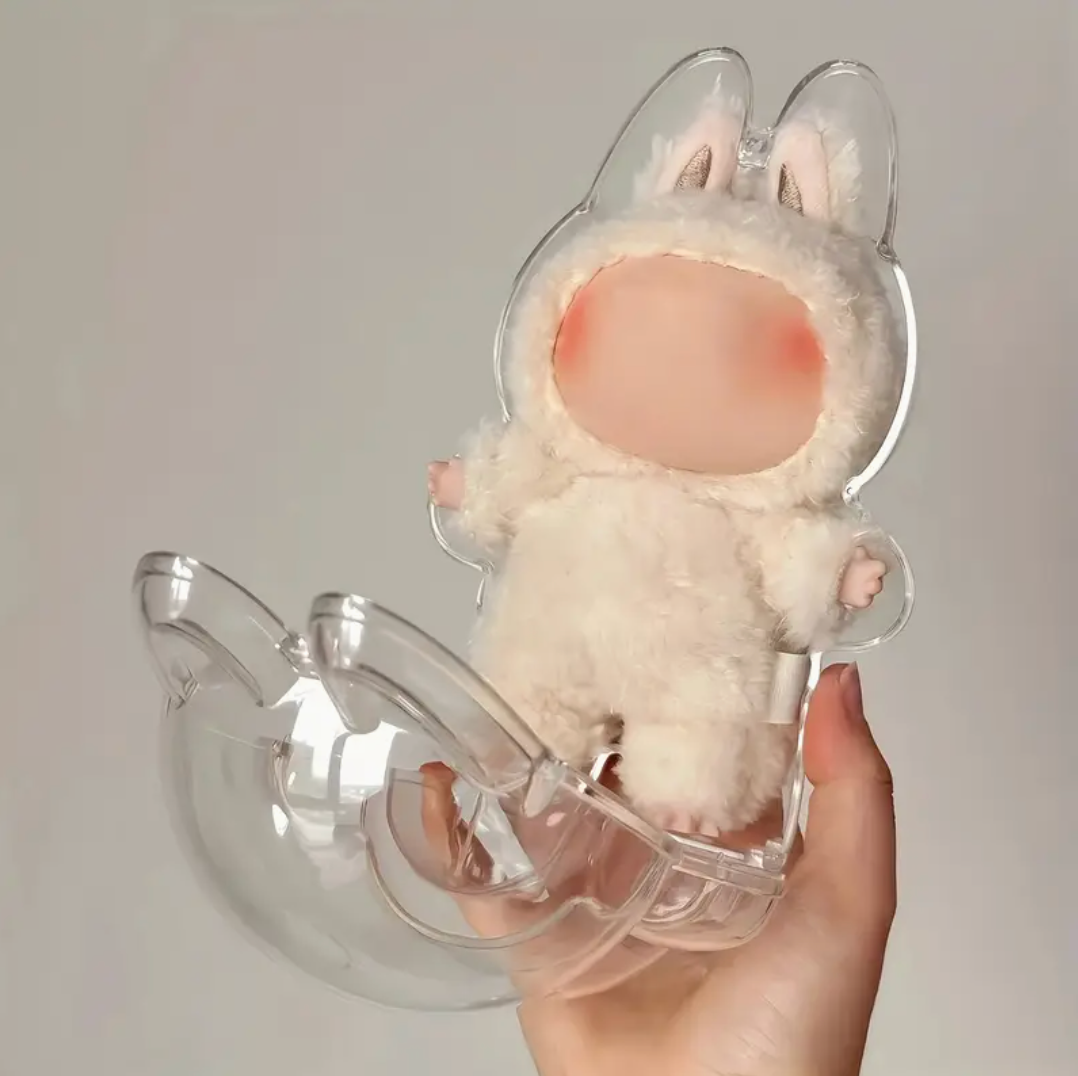 【Dust-Proof & Scratch-Resistant】LABUBU Display Case - Protective Shell for Sitting Pose Labubu Figures (Type B), Collector’s Showcase Box, Cute Storage Case for Home/Office/Bookshelf Decor