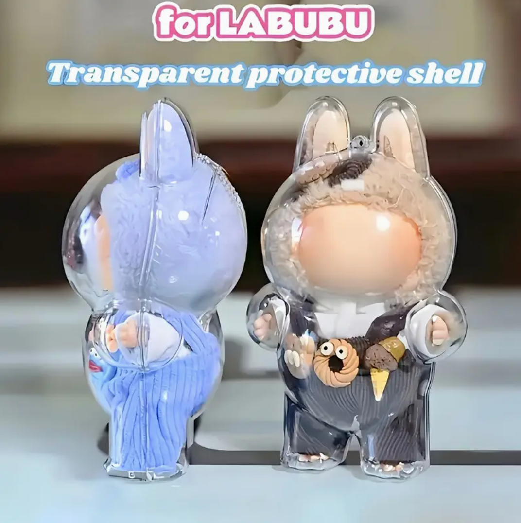 【Dust-Proof & Scratch-Resistant】LABUBU Display Case - Protective Shell for Sitting Pose Labubu Figures (Type B), Collector’s Showcase Box, Cute Storage Case for Home/Office/Bookshelf Decor