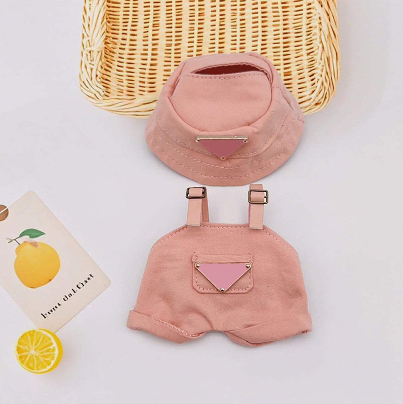 Bubblegum Joy: Dopamine Summer Set (Overalls + Bucket Hat) for 17cm Labubu