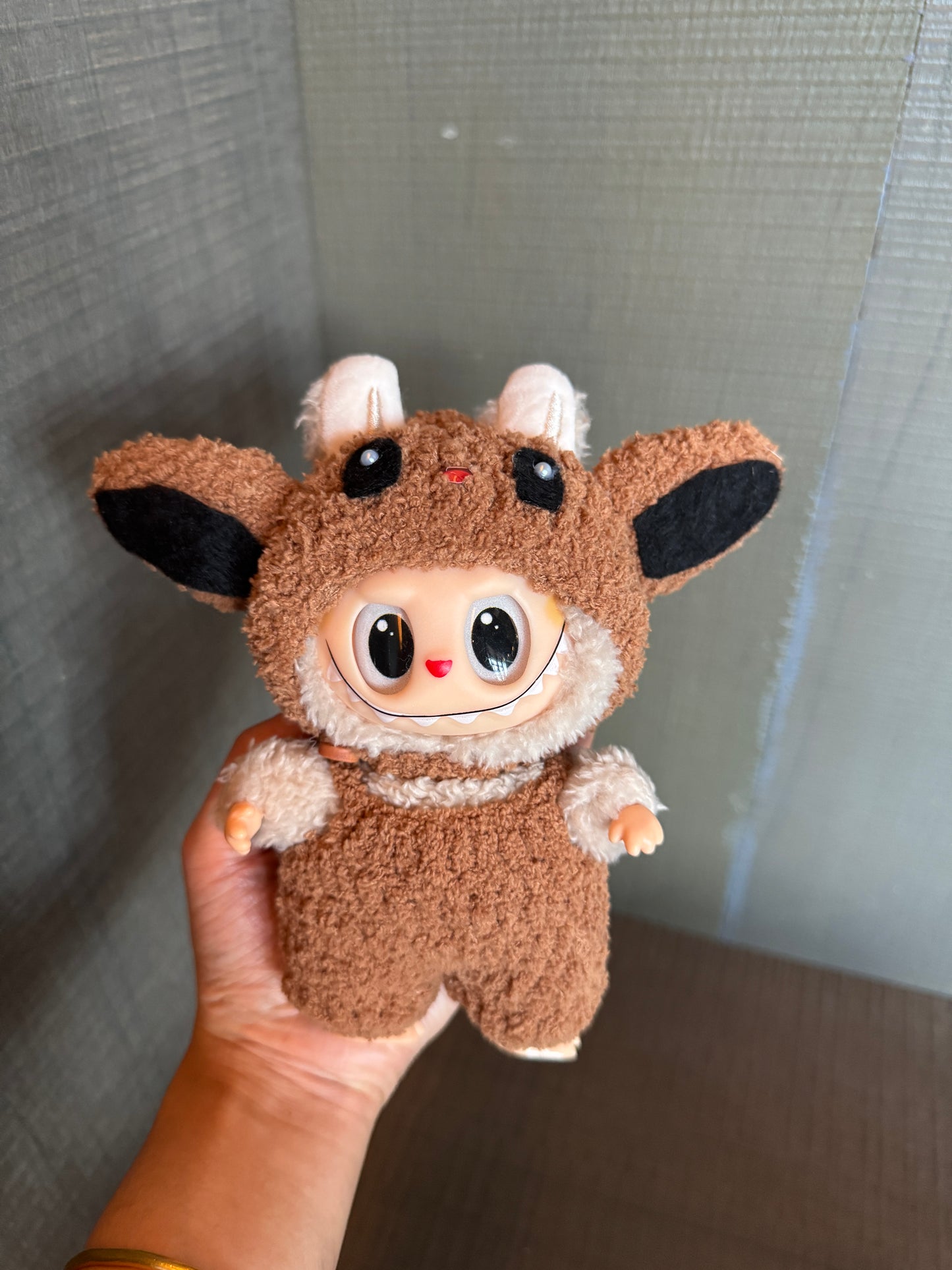 Labubu Handmade Costume Set – Brown Cartoon Design with Oversized Ear Hood Embrace the Playfully Unconventional!