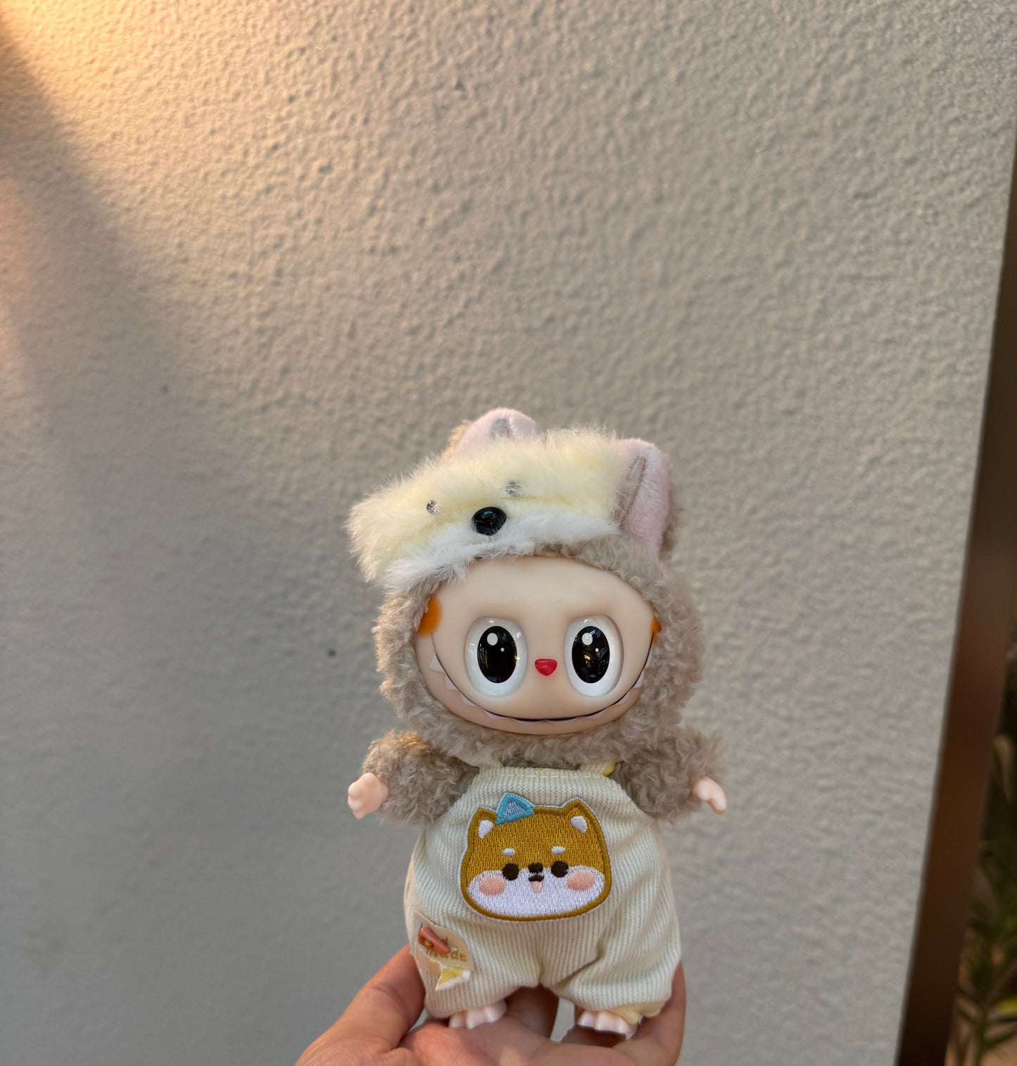 Kawaii Piggy Paradise Set: Plush Pink Hood + Corduroy Overalls for 17cm Labubu
