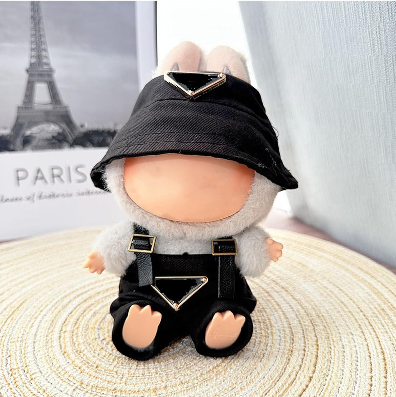 Bubblegum Joy: Dopamine Summer Set (Overalls + Bucket Hat) for 17cm Labubu