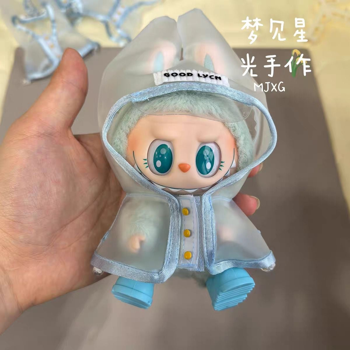 Clothes for Labubu Doll Raincoat: Clear Hooded Cape - Waterproof & Whimsical