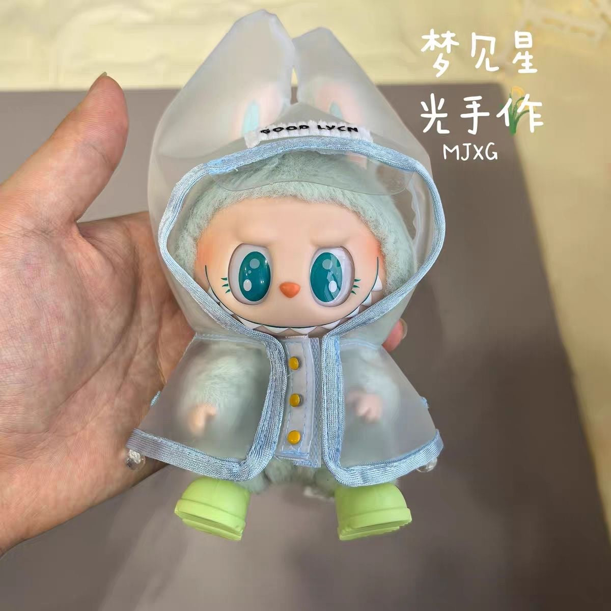 Clothes for Labubu Doll Raincoat: Clear Hooded Cape - Waterproof & Whimsical