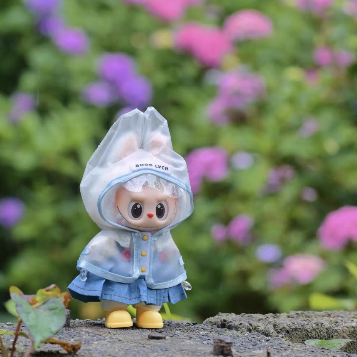 Clothes for Labubu Doll Raincoat: Clear Hooded Cape - Waterproof & Whimsical
