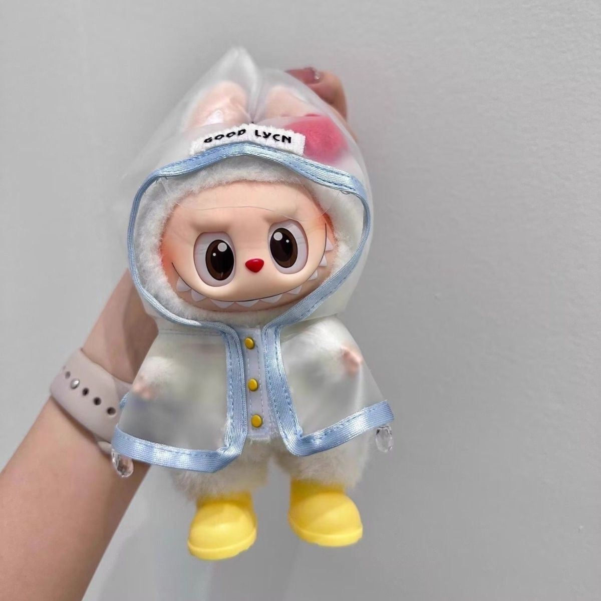Clothes for Labubu Doll Raincoat: Clear Hooded Cape - Waterproof & Whimsical