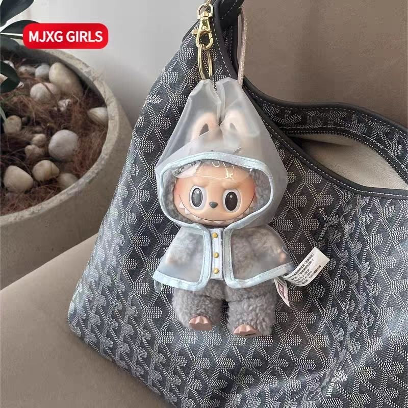 Clothes for Labubu Doll Raincoat: Clear Hooded Cape - Waterproof & Whimsical