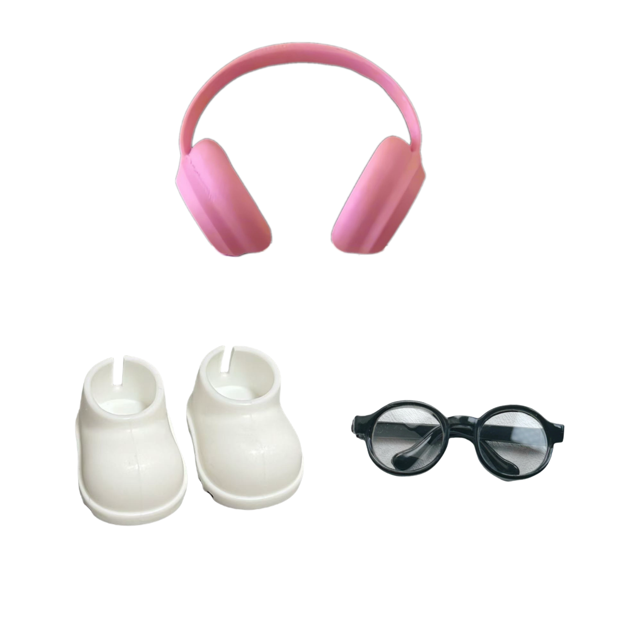 Summer Pink Combination Accessory Set (Shoes+Headphones+Glasses) suitable for cute 17cm canvas design, versatile accessories for doll enthusiasts