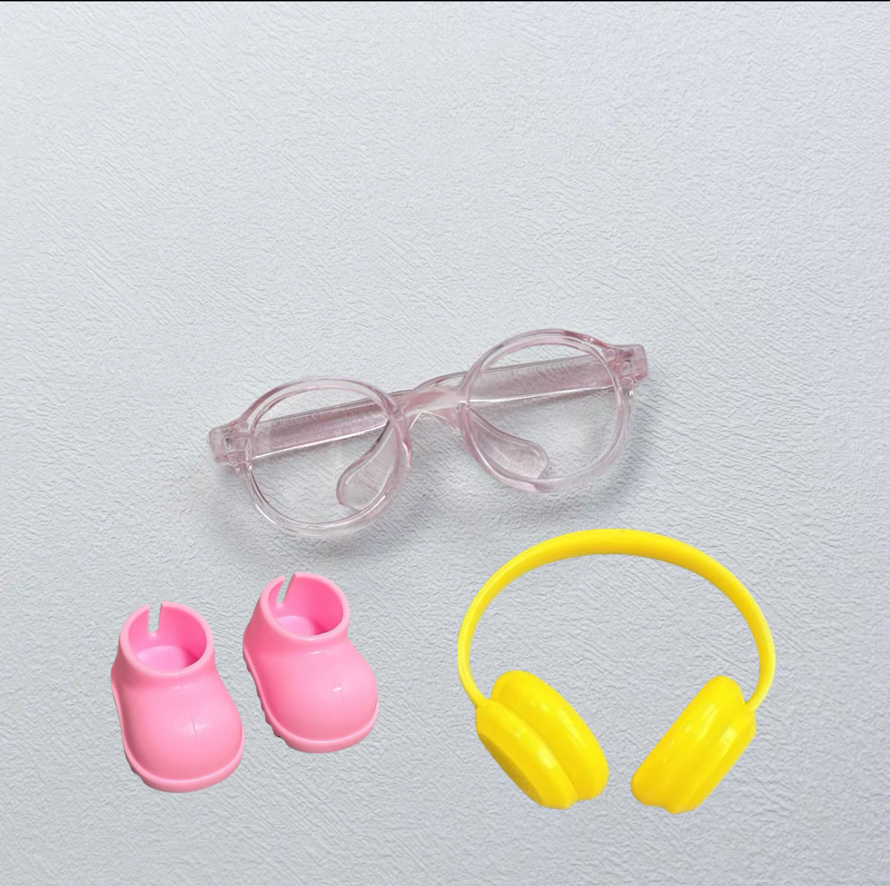 Summer Pink Combination Accessory Set (Shoes+Headphones+Glasses) suitable for cute 17cm canvas design, versatile accessories for doll enthusiasts