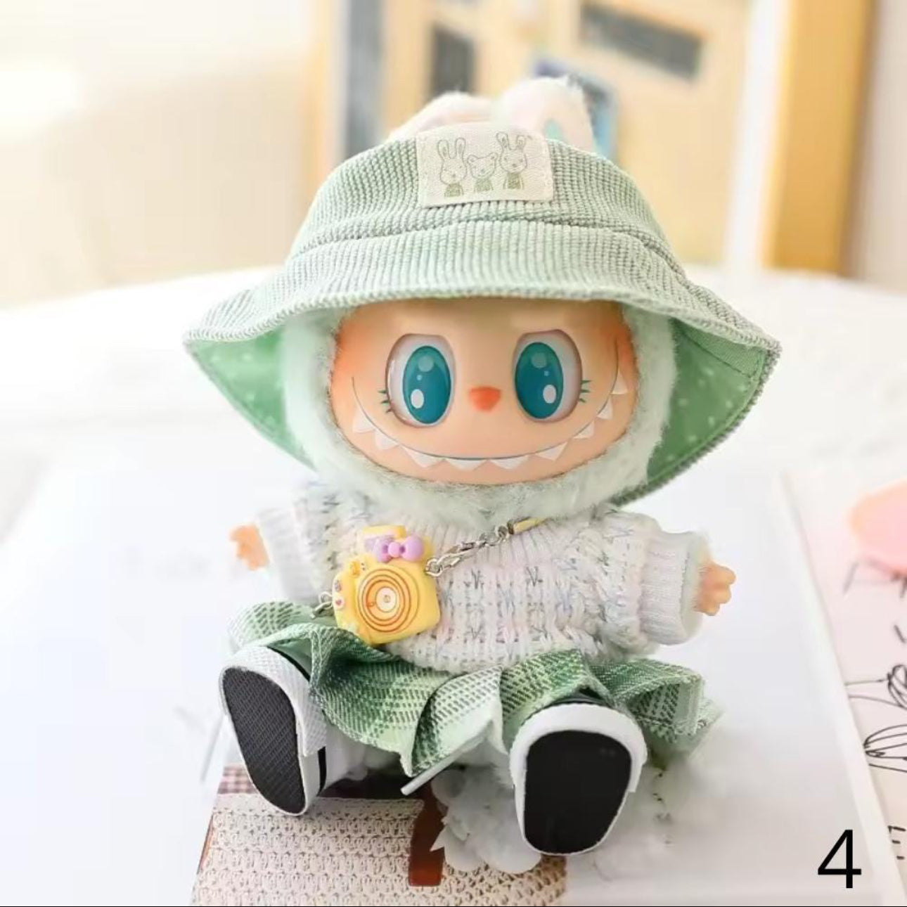 Cute School-Style Sweater & Pleated Skirt Outfit for 17cm Labubu Doll Adorable Academic Chic for Your Labubu!