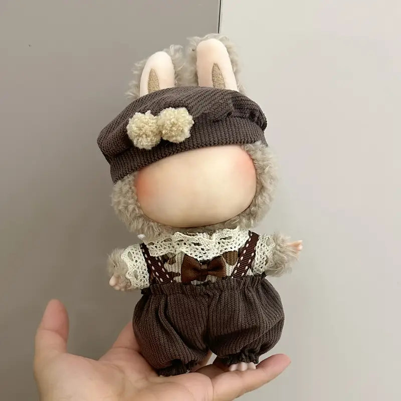 6.69 Inch Doll Clothes - Kawaii Fashion Style Set for 6.69 Inch Doll with Quality Doll Clothes and Accessories - Brown Hat + Brown Bodysuit + Brown Jeans (Without Doll)
