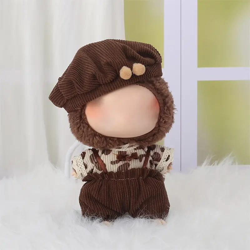 6.69 Inch Doll Clothes - Kawaii Fashion Style Set for 6.69 Inch Doll with Quality Doll Clothes and Accessories - Brown Hat + Brown Bodysuit + Brown Jeans (Without Doll)