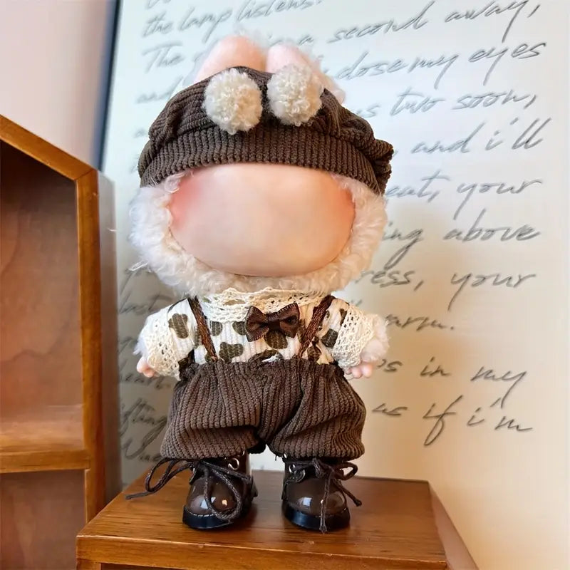 6.69 Inch Doll Clothes - Kawaii Fashion Style Set for 6.69 Inch Doll with Quality Doll Clothes and Accessories - Brown Hat + Brown Bodysuit + Brown Jeans (Without Doll)