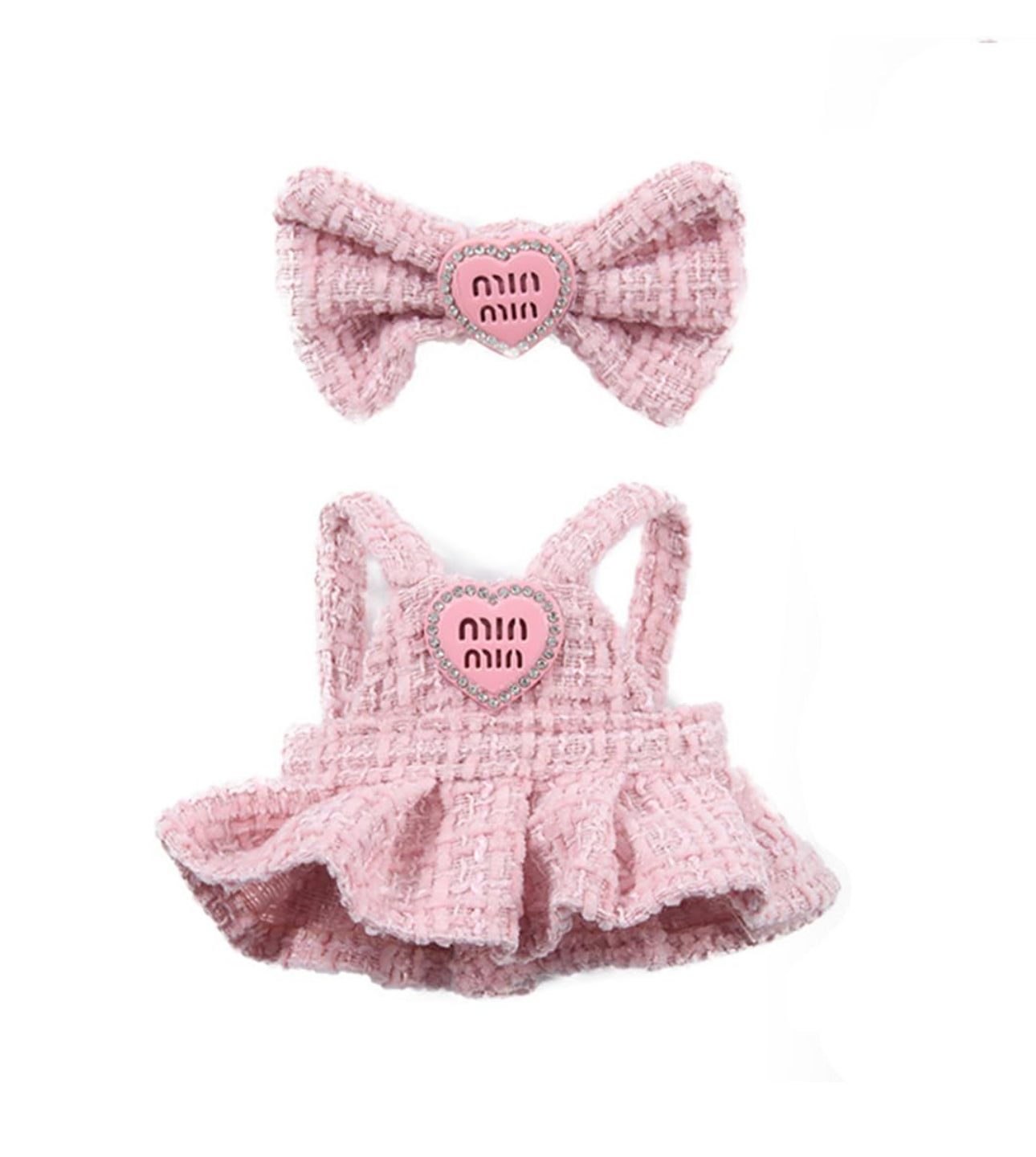 Designer Style For Labubu Doll Dress - Pink Tweed-Look Outfit For 17cm Labubu  Doll Clothes Fashion Dresses Doll Clothes Color Match Sweater Dolls Outfit Accessories