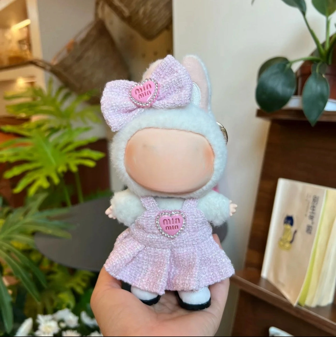 Designer Style For Labubu Doll Dress - Pink Tweed-Look Outfit For 17cm Labubu  Doll Clothes Fashion Dresses Doll Clothes Color Match Sweater Dolls Outfit Accessories