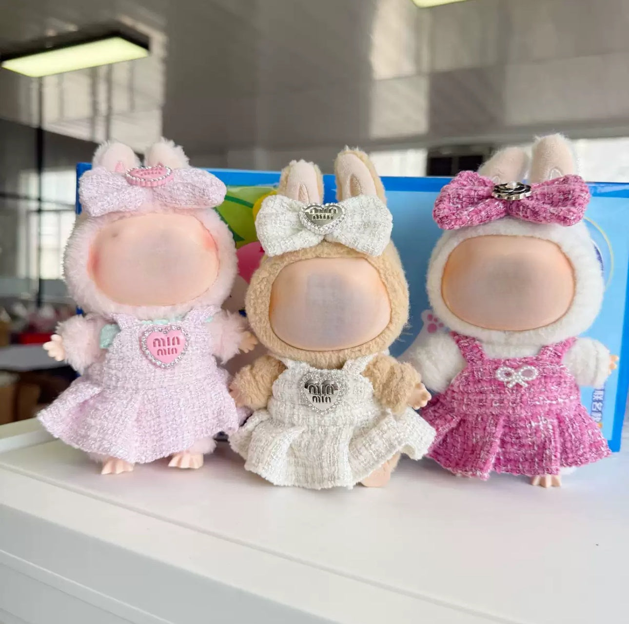 Designer Style For Labubu Doll Dress - Pink Tweed-Look Outfit For 17cm Labubu  Doll Clothes Fashion Dresses Doll Clothes Color Match Sweater Dolls Outfit Accessories