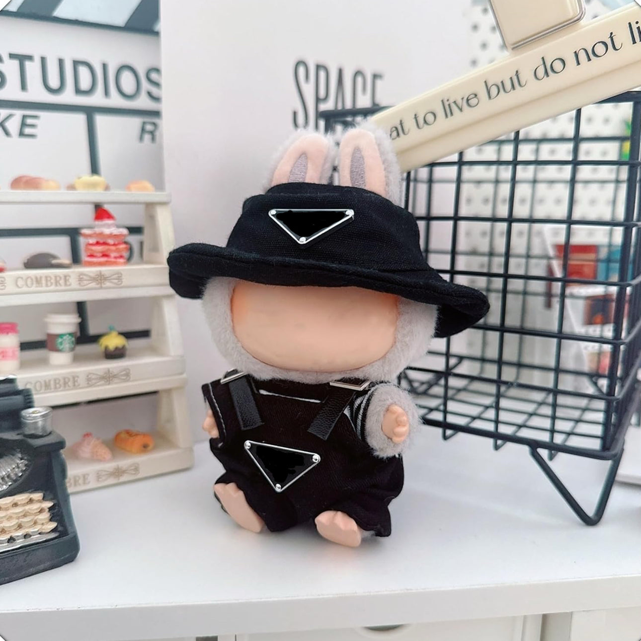Bubblegum Joy: Dopamine Summer Set (Overalls + Bucket Hat) for 17cm Labubu
