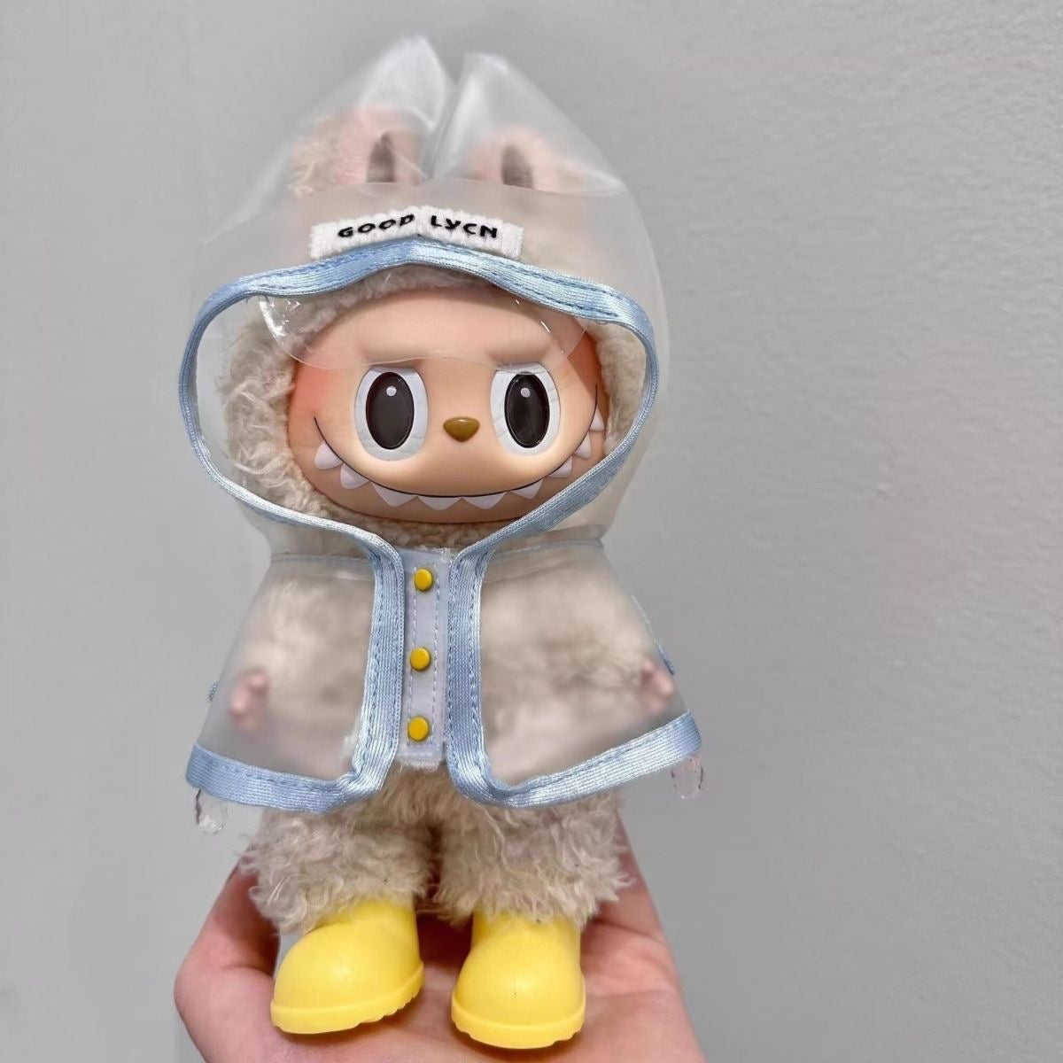Clothes for Labubu Doll Raincoat: Clear Hooded Cape - Waterproof & Whimsical