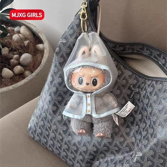 Clothes for Labubu Doll Raincoat: Clear Hooded Cape - Waterproof & Whimsical