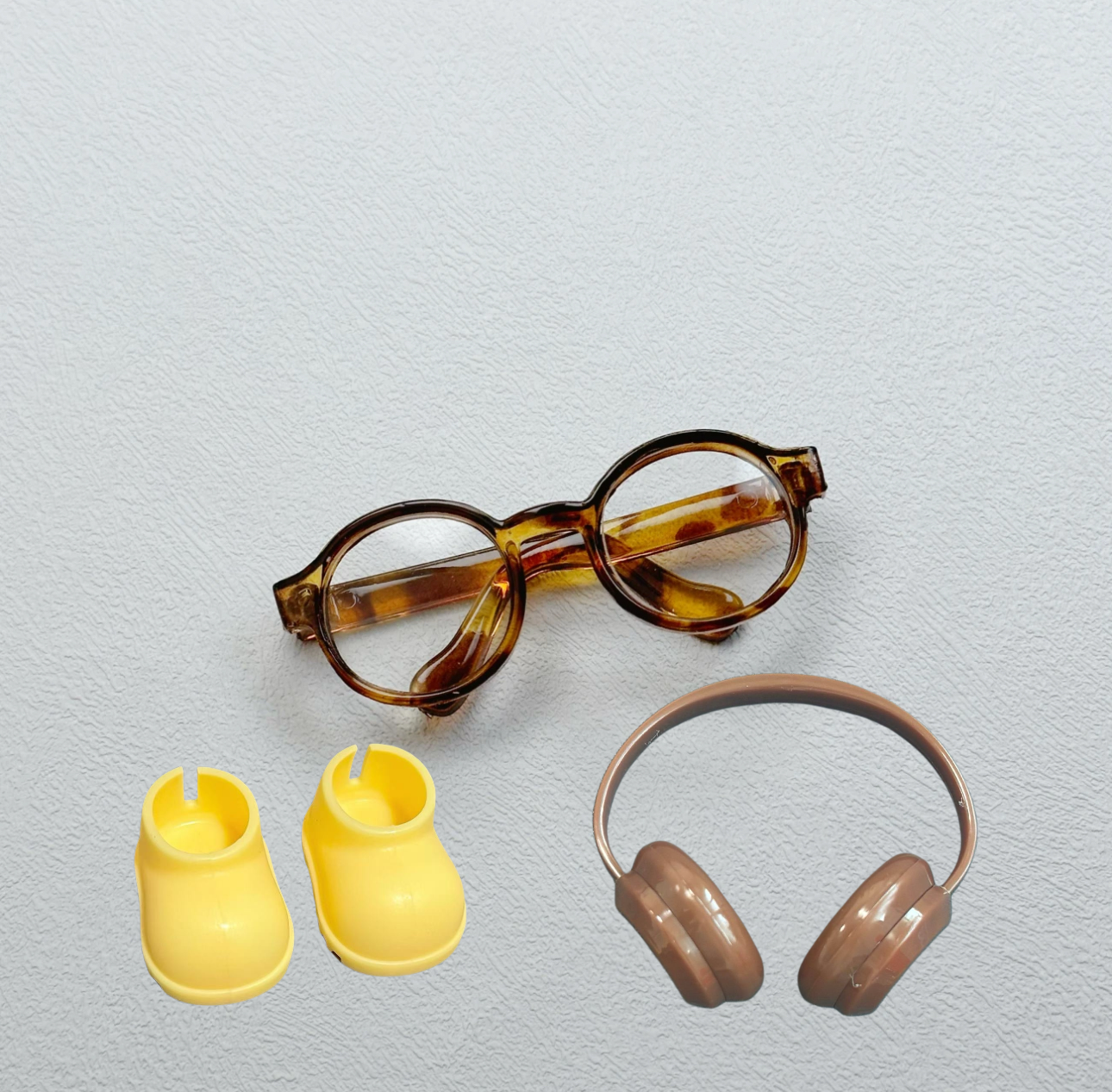 Summer Pink Combination Accessory Set (Shoes+Headphones+Glasses) suitable for cute 17cm canvas design, versatile accessories for doll enthusiasts
