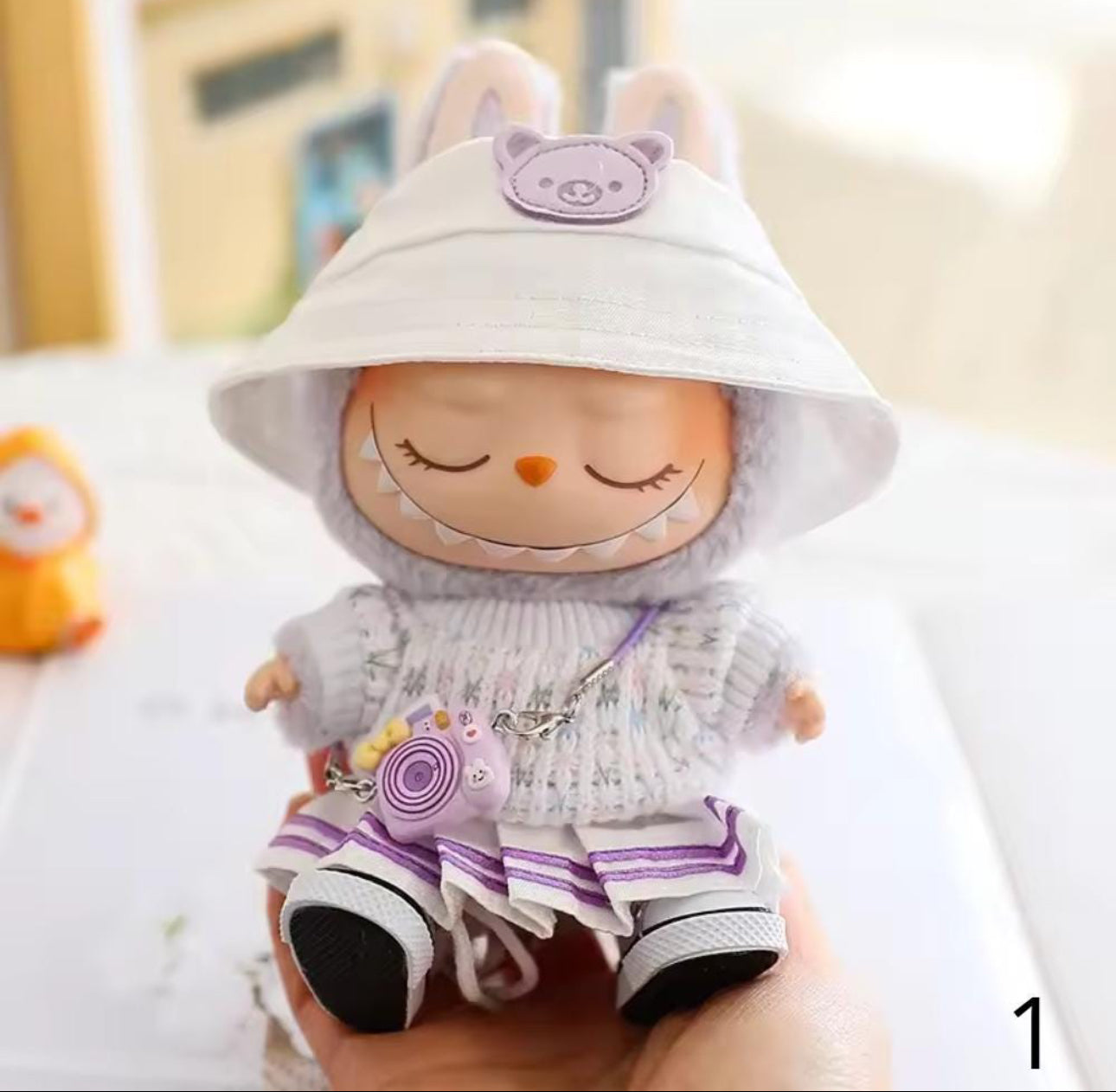Cute School-Style Sweater & Pleated Skirt Outfit for 17cm Labubu Doll  Adorable Academic Chic for Your Labubu!