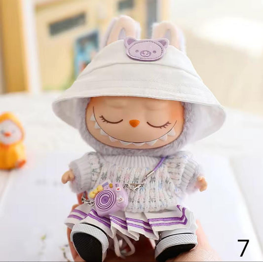 Cute School-Style Sweater & Pleated Skirt Outfit for 17cm Labubu Doll  Adorable Academic Chic for Your Labubu!