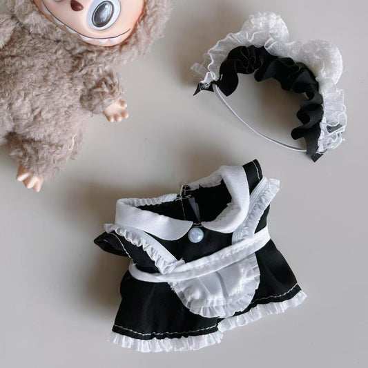 Summer Black & White Maid Doll Outfit Set for 17cm Labubu  Adorable & Stylish Outfit for Your Labubu Doll!