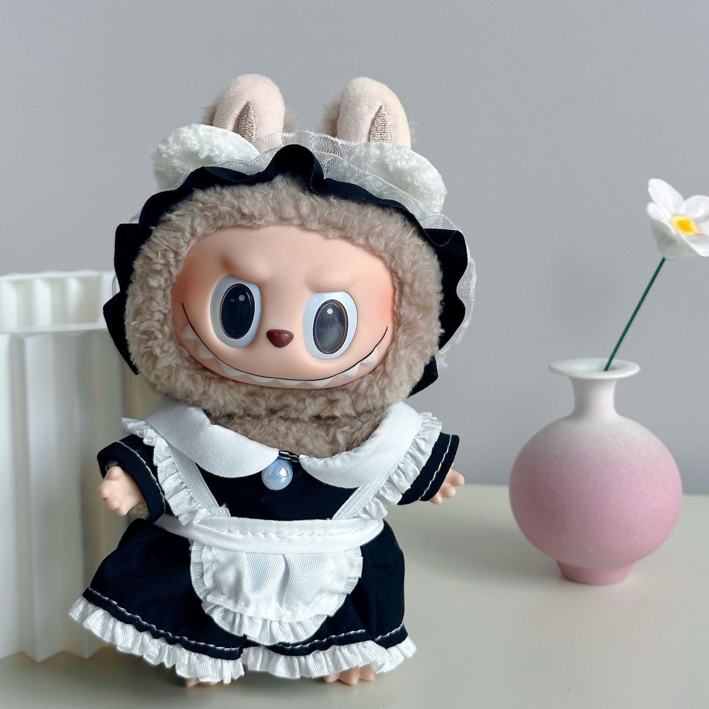 Summer Black & White Maid Doll Outfit Set for 17cm Labubu  Adorable & Stylish Outfit for Your Labubu Doll!