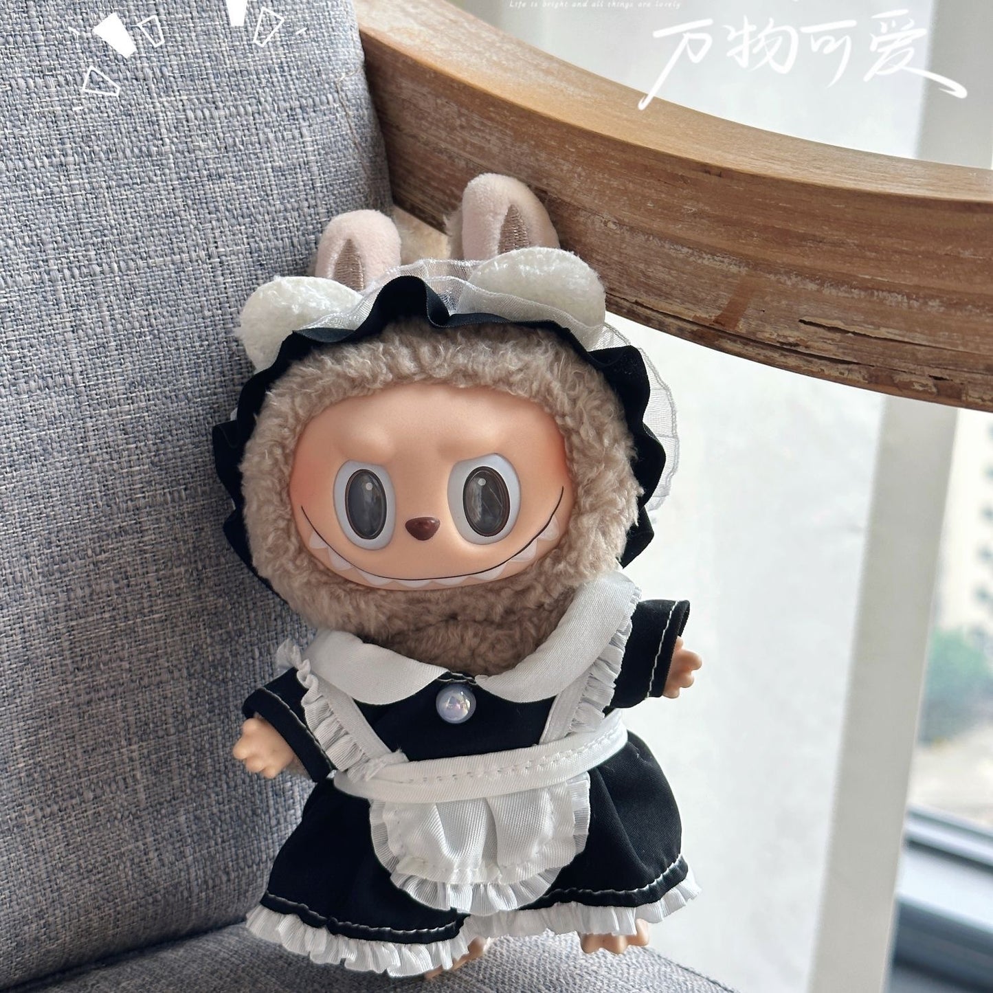 Summer Black & White Maid Doll Outfit Set for 17cm Labubu  Adorable & Stylish Outfit for Your Labubu Doll!