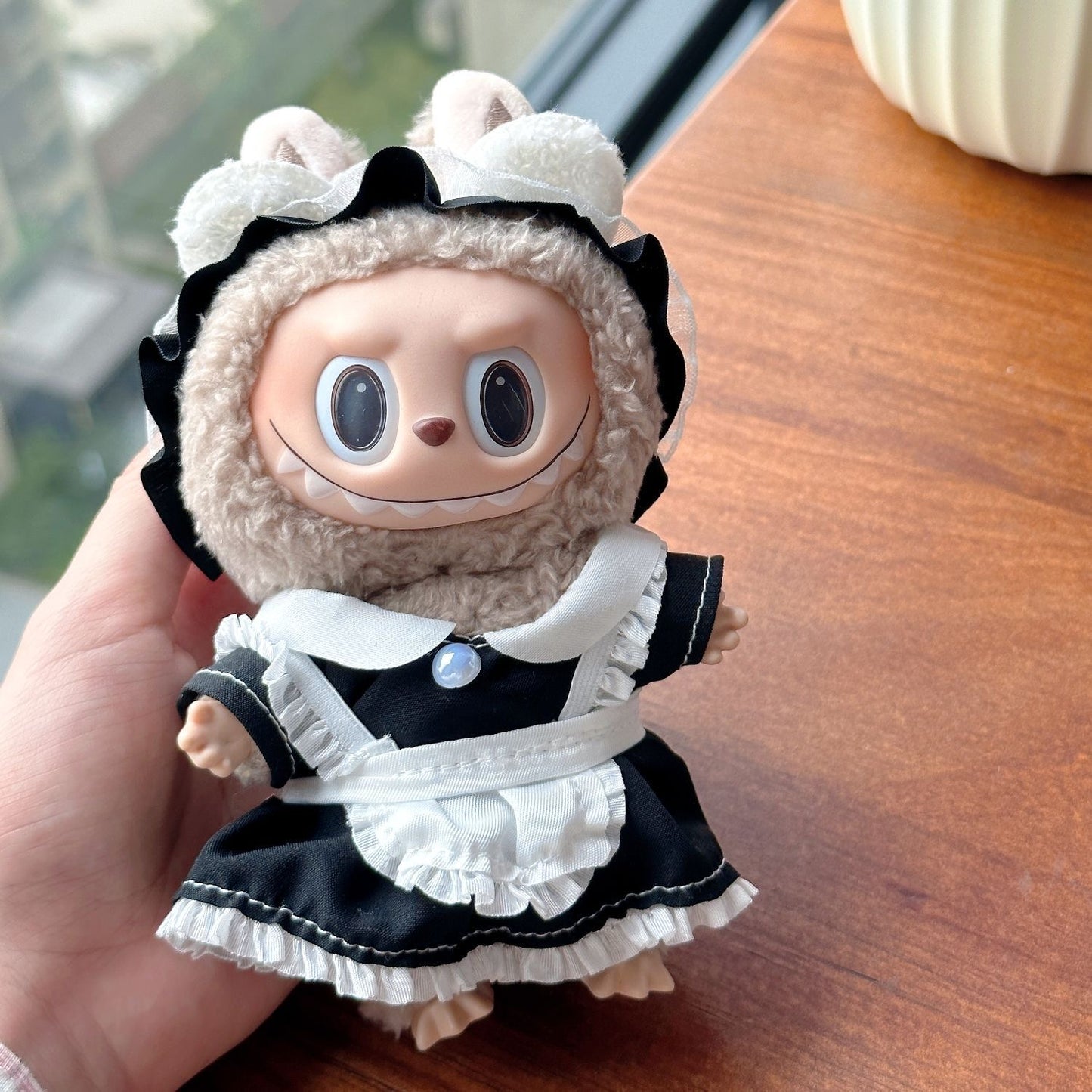 Summer Black & White Maid Doll Outfit Set for 17cm Labubu  Adorable & Stylish Outfit for Your Labubu Doll!