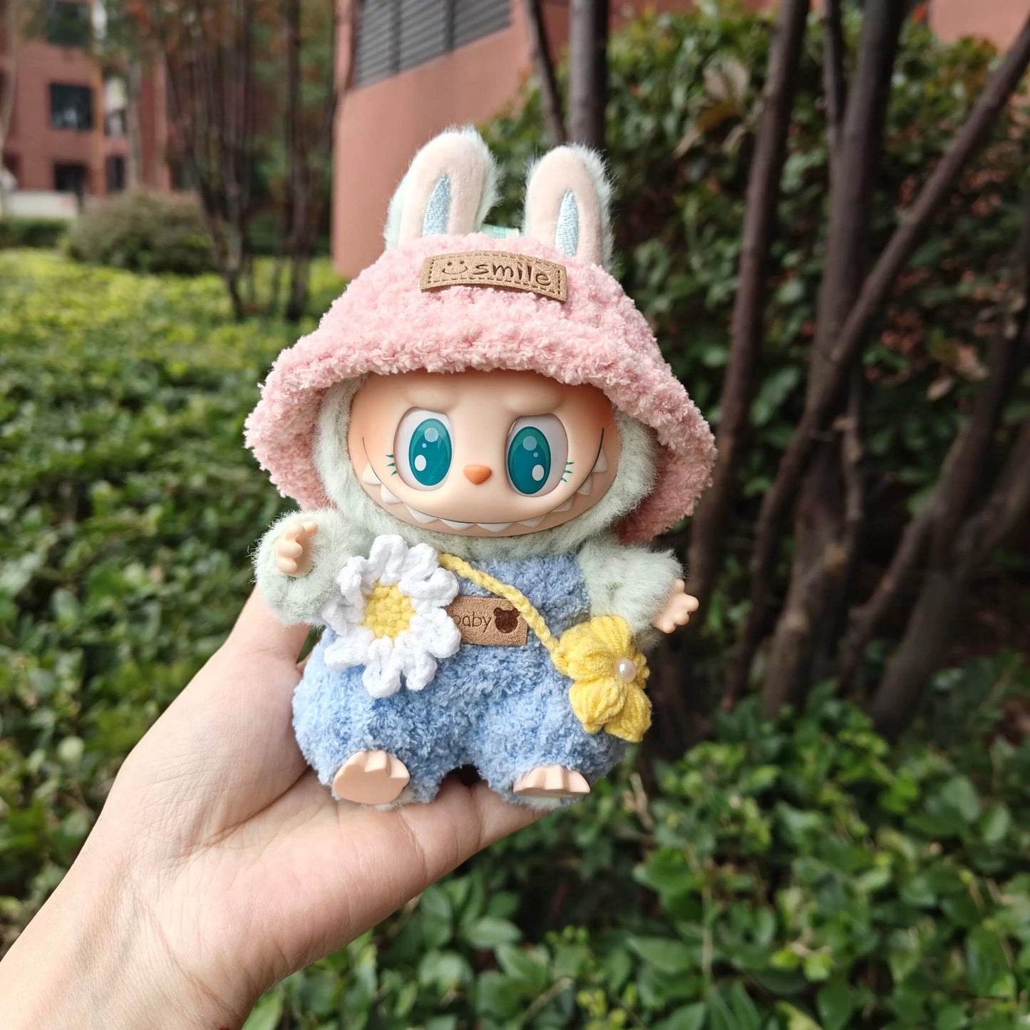 Blossom Cutie Handmade Set for 17cm Labubu - Floral Dress + Hair Clip (Perfect 520/Birthday Gift!)