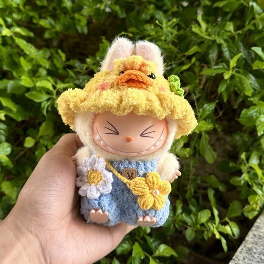 Blossom Cutie Handmade Set for 17cm Labubu - Floral Dress + Hair Clip (Perfect 520/Birthday Gift!)