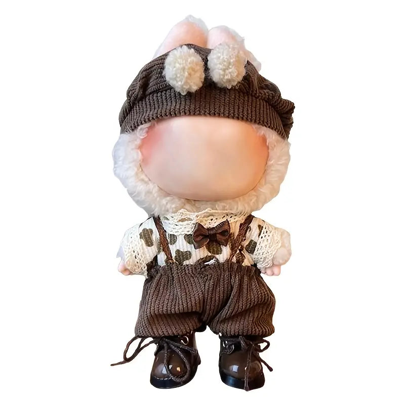 6.69 Inch Doll Clothes - Kawaii Fashion Style Set for 6.69 Inch Doll with Quality Doll Clothes and Accessories - Brown Hat + Brown Bodysuit + Brown Jeans (Without Doll)